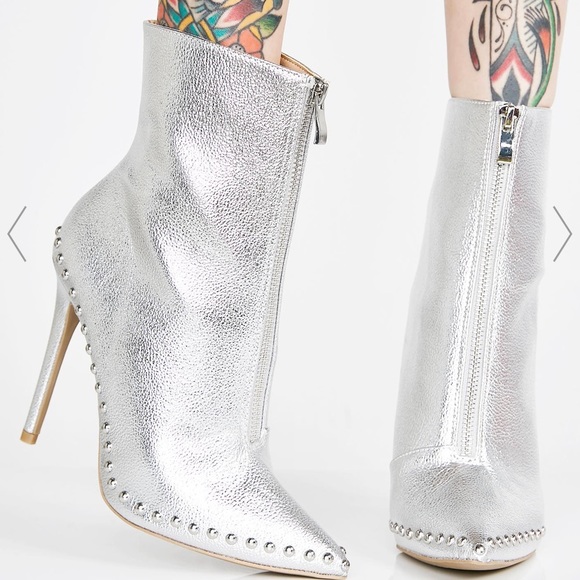 Dolls Kill Shoes - NWT Dolls Kill silver ankle booties